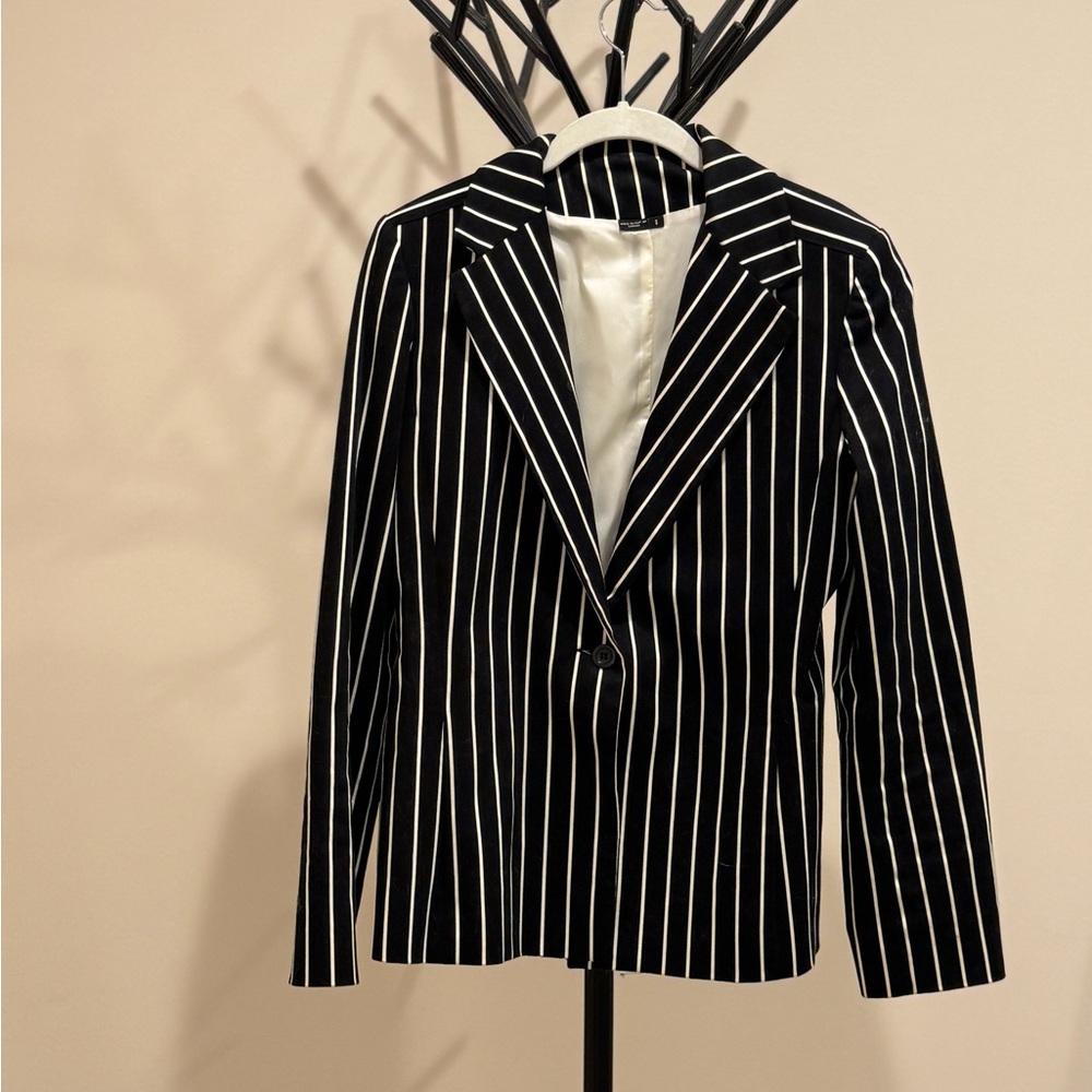Black and White Striped Blazer